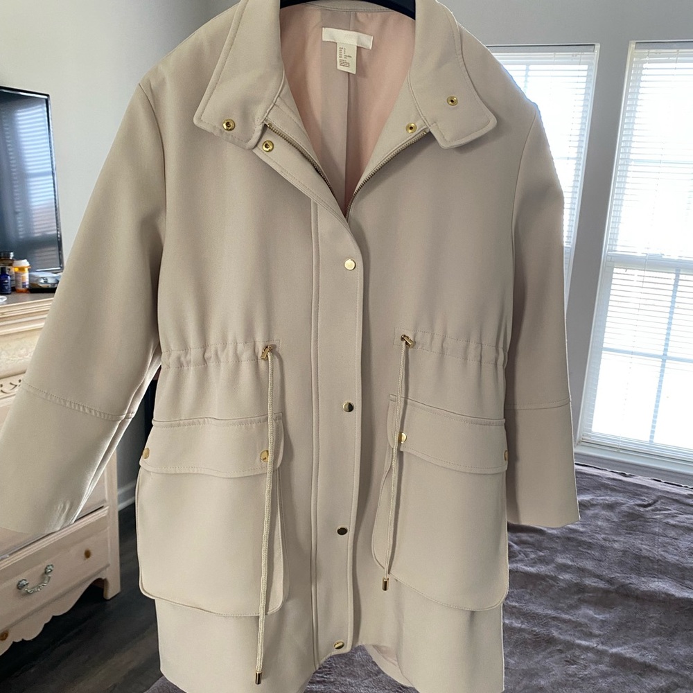 H&M Cream Utility Jacket with Gold Details NEW